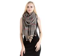 World of Shawls Classic Reversible Plaid Tartan Scarf Wrap Blanket Shawl Warm Soft Cosy UNISEX (Black/Beige)