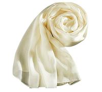 World of Shawls Elegant Large SILK SATIN Shawl/Scarf/Wrap/Throw Wedding, Bridal, Bridesmaid, Cover Up (Ivory)