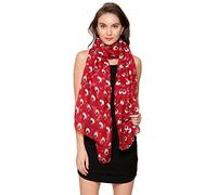 World of Shawls Girls Ladies Little Cartoon Sheep Print Scarf (Red/Maroon)