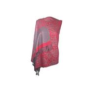World of Shawls Ladies Floral Paisley Bordered Pashmina Feel Shawl Scarf Wrap Stole Luxuriously Warm Soft and Silky Touch (Red/Green)