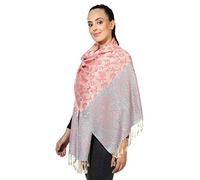 World of Shawls Ladies Floral Paisley Bordered Pashmina Feel Shawl Scarf Wrap Stole Luxuriously Warm Soft and Silky Touch (Dusky Pink_SN78)