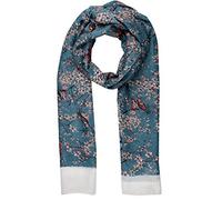 World of Shawls Ladies Women's Colorful Long Bird and Flower Print Scarf Wraps Shawl Maxi Soft Scarves (Blue With White Border)