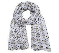 World of Shawls Ladies Womens Colorful Long Soft and Warm Bunny Rabbit Print Scarf Sarong (White)