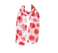 World of Shawls Ladies Womens Colorful Long Soft and Warm Poppy Flower Print Scarf Sarong (White)