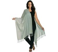 World of Shawls Luxurious 100% Kashmiri Fine Wool Pashmina Shawl Wrap Scarf (Light Silver)