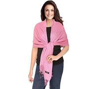 World of Shawls Luxurious 100% Kashmiri Fine Wool Pashmina Shawl Wrap Scarf (Rose Pink)