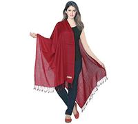 World of Shawls Luxurious 100% Kashmiri Fine Wool Pashmina Shawl Wrap Scarf (Scarlet Red)