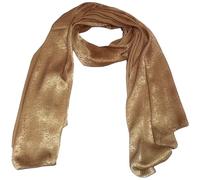 World of Shawls Luxurious Crushed Velvet Hijab Scarf - Soft Lightweight Gold Shawl for Women - Elegant Modest Wear, Evening or Daily Styling, Wedding Or Party Scarf (Gold)