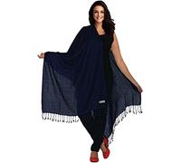 World of Shawls Luxurious Kashmiri 100% Fine Wool Pashmina Shawl Wrap Scarf (Dark Navy)