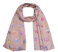 World of Shawls Metallic Rose Gold Beautiful Thai Elephant Print Women Scarf Shawl Scarves Wrap Beach Cover Gift (Multi Colour Foil Elephant - Brown)