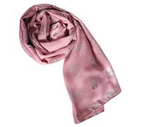 World of Shawls Metallic Rose Gold Beautiful Thai Elephant Print Women Scarf Shawl Scarves Wrap Beach Cover Gift (Silver Foil Elephant Dusky Pink)
