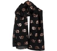World of Shawls Metallic Rose Gold Elephant Print Women Scarf Shawl Scarves Wrap Beach Cover (Black)