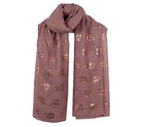 World of Shawls Metallic Rose Gold Elephant Print Women Scarf Shawl Scarves Wrap Beach Cover (Dusky Pink)