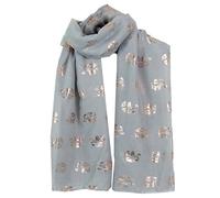 World of Shawls Metallic Rose Gold Elephant Print Women Scarf Shawl Scarves Wrap Beach Cover (Silver)