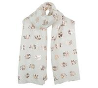 World of Shawls Metallic Rose Gold Elephant Print Women Scarf Shawl Scarves Wrap Beach Cover (White)
