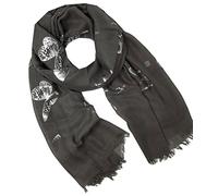 World of Shawls New Ladies Womens Christmas Glitter Foil Sparkle Print Scarf Scarves (Butterfly - Grey)