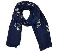 World of Shawls New Ladies Womens Christmas Glitter Foil Sparkle Print Scarf Scarves (Butterfly - Navy)