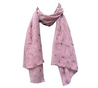 World of Shawls New Ladies Womens Glitter Foil Sparkle Print Scarf Scarves (Glitter Cat Dusky Pink)