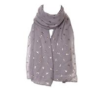 World of Shawls New Ladies Womens Glitter Foil Sparkle Print Scarf Scarves (Glitter Cat Silver)