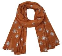 World of Shawls New Ladies Womens Glitter Sparkle Print Scarf Scarves (Dandelion - Burnt Orange)
