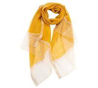 World of Shawls New Sheer Textured Two-Tone with Shimmer Border Scarf Scarves Wrap Stole (Mustard)