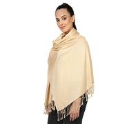 World of Shawls Pashmina Style All Seasons Handcrafted Wrap Shawl Stole Scarf (Gold)