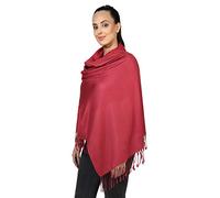 World of Shawls Pashmina Style All Seasons Handcrafted Wrap Shawl Stole Scarf (Maroon)