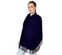 World of Shawls Pashmina Style All Seasons Handcrafted Wrap Shawl Stole Scarf (Navy Blue)