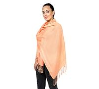 World of Shawls Pashmina Style All Seasons Handcrafted Wrap Shawl Stole Scarf (Peach)