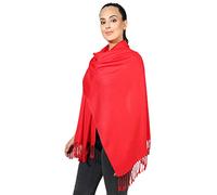 World of Shawls Pashmina Style All Seasons Handcrafted Wrap Shawl Stole Scarf (Red)