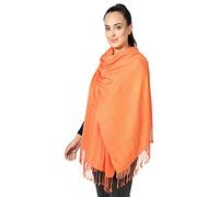 World of Shawls Pashmina Style All Seasons Handcrafted Wrap Shawl Stole Scarf (Sunset Orange)