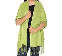 World of Shawls Plain Pashmina Scarf Hijab Shawl Stole Wrap Viscose (Lime Green)