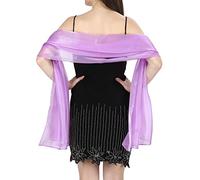 World of Shawls Silky Iridescent Wrap Stole Shawl For Weddings Bridal Bridesmaids Evening Wear Prom & Parties (Lilac)