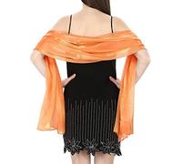World of Shawls Silky Iridescent Wrap Stole Shawl For Weddings Bridal Bridesmaids Evening Wear Prom & Parties (Sunset Orange)