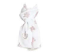 World of Shawls Silver Foil Mulberry Tree Print Fashion Scarf (Ivory Cream With Pink Foil Mulberry Tree)