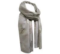 World of Shawls Silver Foil Mulberry Tree Print Fashion Scarf (Light Silver)