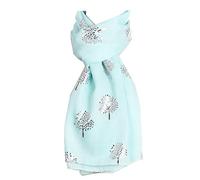 World of Shawls Silver Foil Mulberry Tree Print Fashion Scarf (Mint With Pink Foil Mulberry Tree)