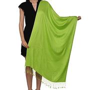 World Of Shawls Unisex Plain Pashmina Scarf Shawl Stole Wrap 100% Viscose Factory Clearance SEASONAL COLOURS (Lime Green)