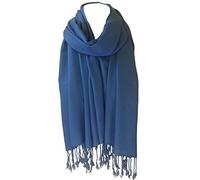 World of Shawls Unisex Plain Pashmina Scarf Shawl Stole Wrap High Quality 100% Viscose Factory Clearance SEASONAL COLOURS (True Blue)