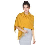 World of Shawls Winter Cashmere Feel Wrap Blanket Shawl Scarf Warm Soft Cozy (Mustard)