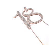 World of Sparkles 12cm Curly 18 Cake Toppers for 18th Birthday Party or Anniversary with Silver Diamante Rhinestones Diamonds with Rose Gold Base for Anniversary, Birthday Kids Children Adults