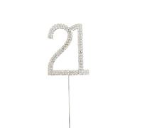 World Of Sparkles 21 Clear Crystal Diamante Rhinestone 21th Number Cake Topper 6cm Silver Cake Pick Decorative Topper Various Size Party Decor For Birthday & Anniversary Party Supplies