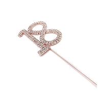 World of Sparkles 6cm Cake Toppers with Silver Diamante Rhinestones Diamonds and Rose Gold Base for Anniversary, Birthday Kids Children Adults Party -18 No