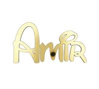 World of Sparkles | "Amir" Disney Inspired Personalized Birthday Cake Charm Acrylic 3mm Thick and Classy - 3" 4" 5" 6" (Gold Mirror) 5inch