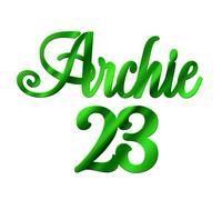 World of Sparkles | "Archie 23" Personalized Name & Number Celebration Cake Charm Acrylic 3mm Thick and Classy - 3" 4" 5" 6" (Green Mirror) 3inch