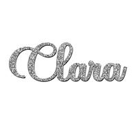 World of Sparkles | Clara Personalized Name & Word Celebration Cake Charm Acrylic 3mm Thick and Classy - 3" 4" 5" 6" (Silver Glitter) 4inch