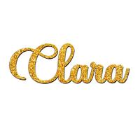 World of Sparkles | Clara Personalized Name & Word Celebration Cake Charm Acrylic 3mm Thick and Classy - 3" 4" 5" 6" (Gold Glitter) 5inch