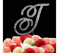 World of Sparkles Diamante Rhinestone A Letter Cake Toppers Silver Base for Adults Birthday Anniversary Name Theme Party (12cm, T)