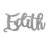 World of Sparkles | "Edith" Personalized Name & Word Celebration Cake Name and Word Charm Acrylic 3mm Thick and Classy - 3" 4" 5" 6" (Silver Glitter) 6inch