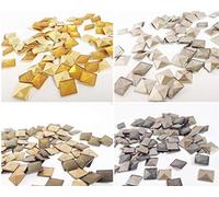 World of Sparkles Flat Square Iron on Studs for Clothing Metal Pyramid Beads for Leather Crafts Jackets Art Decoration, Gold, 5mm, 50pcs (Silver, 5mm - 50pcs)